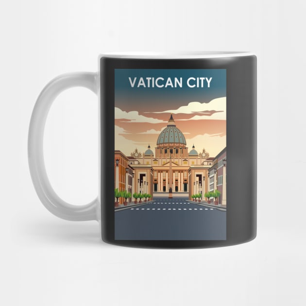 Vatican City Vintage Minimal Retro Travel Poster by jornvanhezik